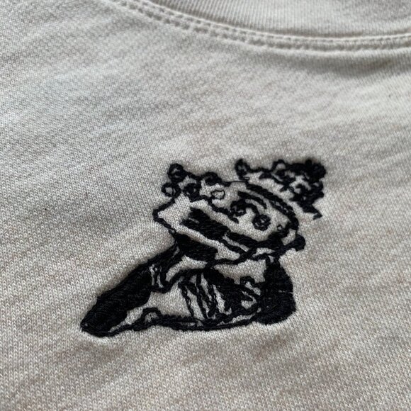 Maeve by Anthropologie Cream Seashell Embroidered Tee, Size Large - Picture 4 of 9